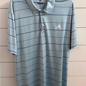 Adidas Men's Light Blue Polo with Stripes